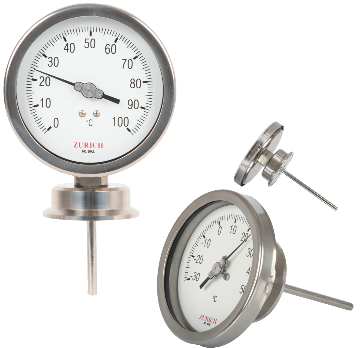 TZINT.S - Termômetro de Expansão a Gás Sanitário Total Inox