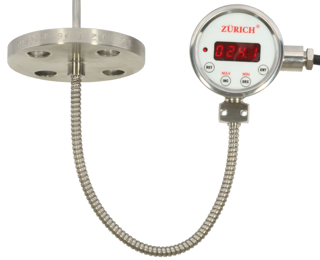 V3.F.FLEX - Termômetro Digital com Transmissor e Termostato de Temperatura com Conexão Flangeada Remota